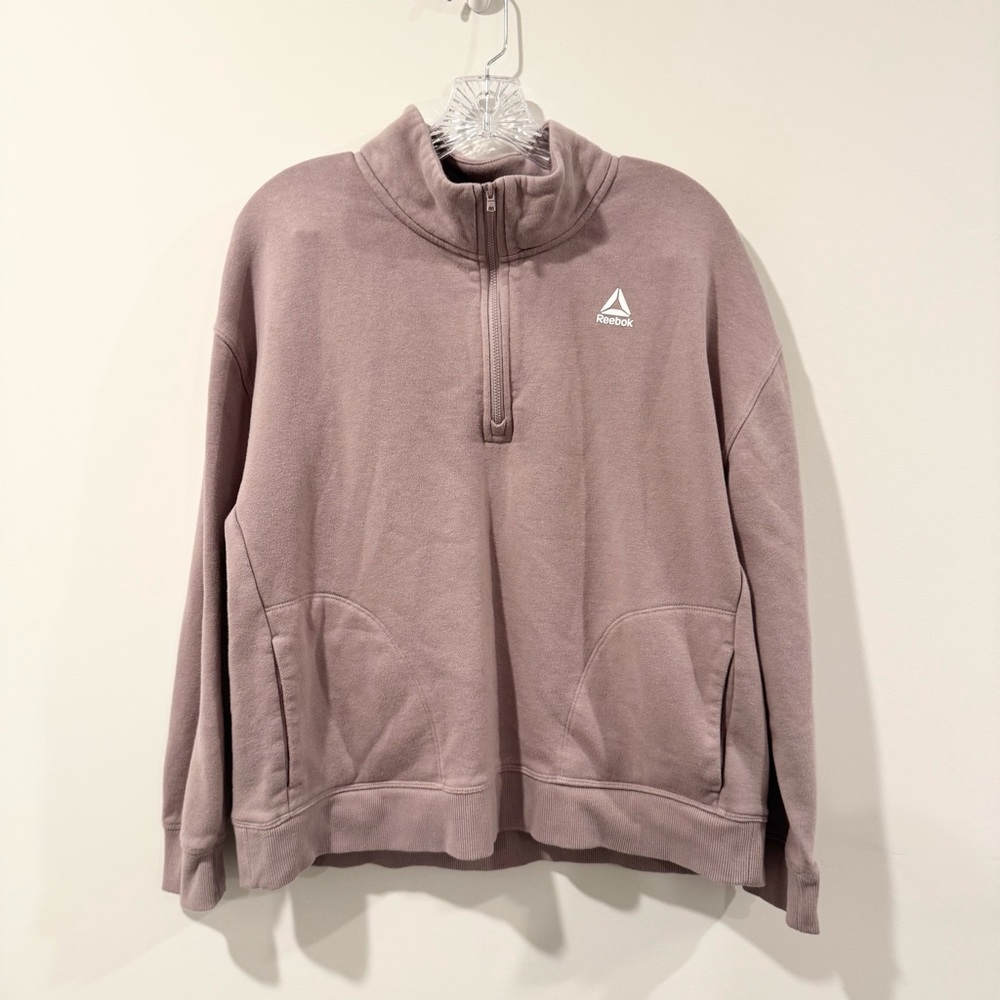 Reebok Quarter-Zip Pullover Womens Large Purple Comfy Basics Everyday